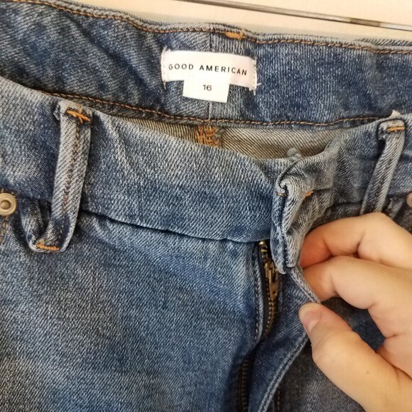 Good American Good Legs Jeans Indigo234 Indigo Women's 16 Distressed GLSBP802T - Picture 6 of 9